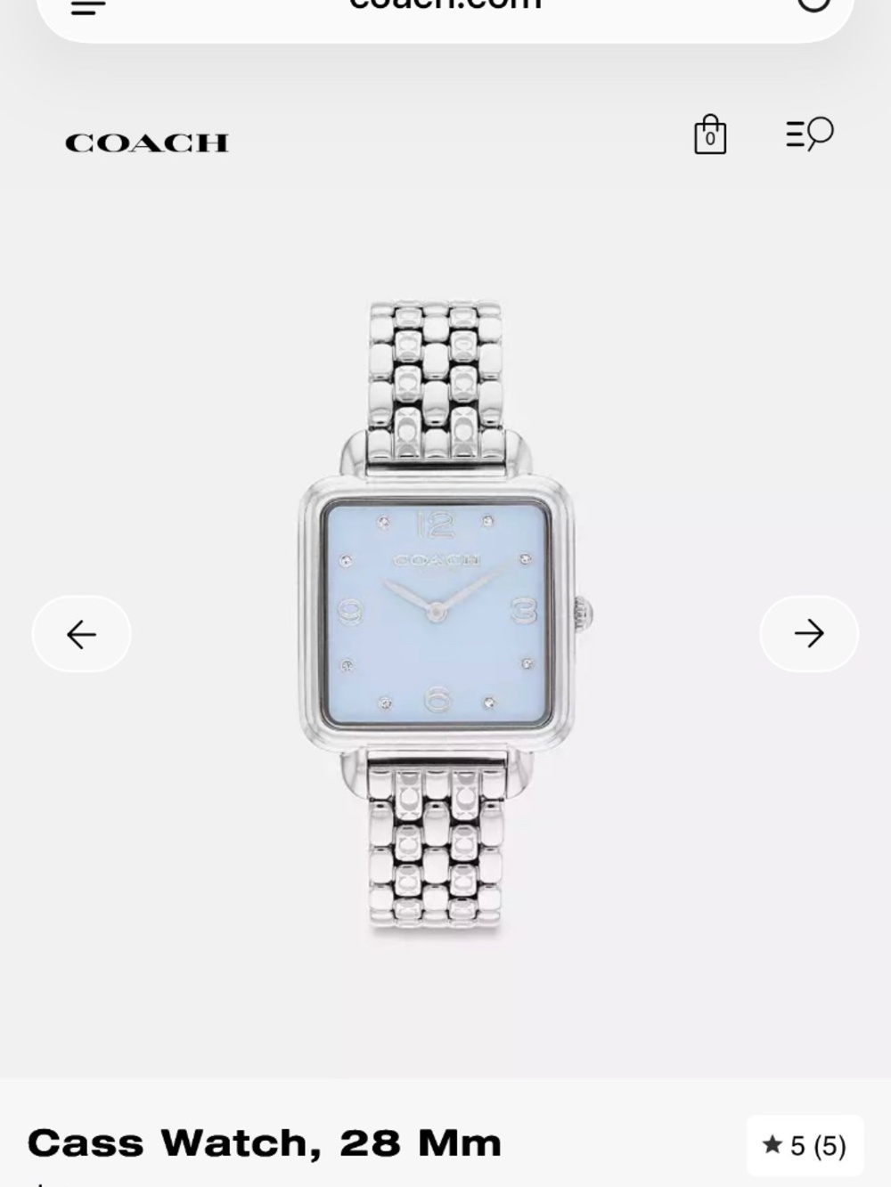 Coach Cass Watch Womens Light Blue & Silver SS 28mm CAZ19 - Picture 7 of 9